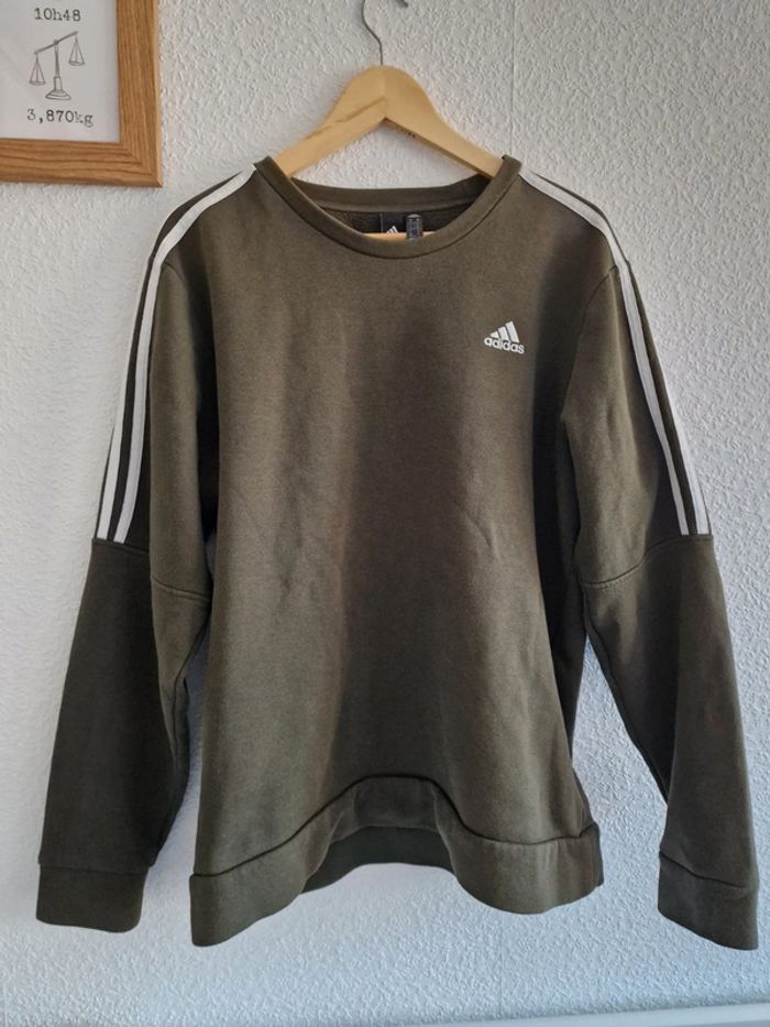 Adidas - Sweat / pull manches longues, col rond - Kaki - Médium - photo numéro 2
