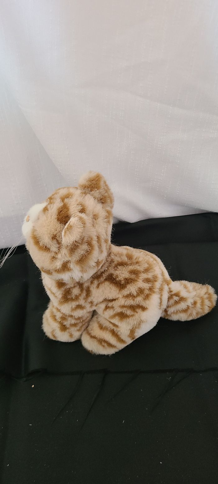 Peluche Doudou Chat Roux Orange Tigré Assis Nounours - photo numéro 3