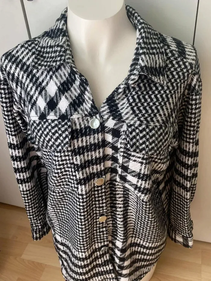 Veste chemise légère oversize carreaux/pied de poule 36 Amisu - photo numéro 2