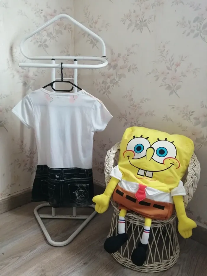 Tunique blanche et orange effet jupe en jeans imprimé fille asiatique / shialy /(12ans) - photo numéro 2