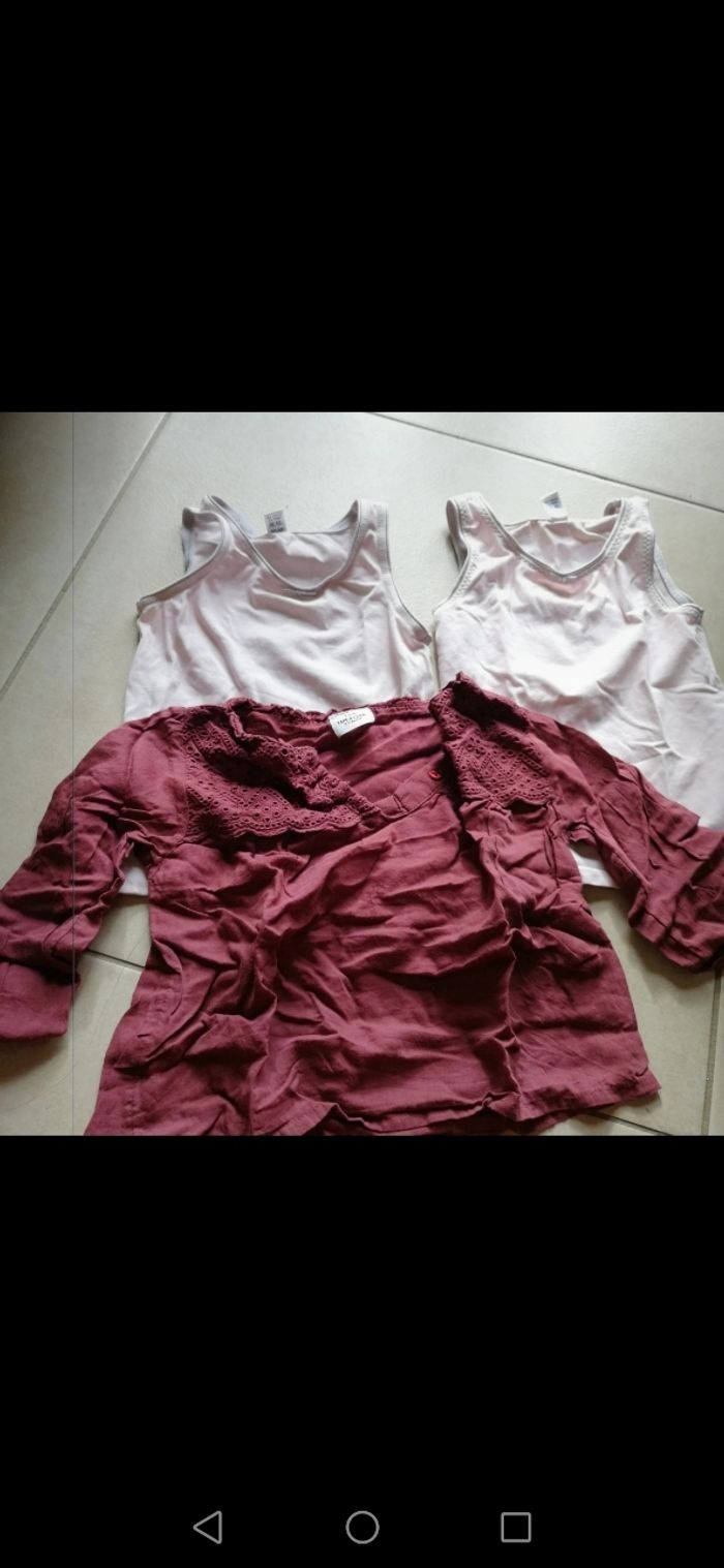 Lot débardeur et blouse okaïdi tape a l'œil