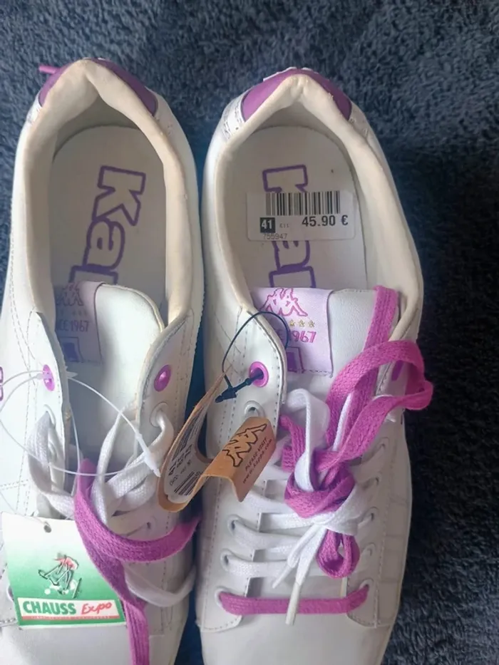 sneakers neuves Kappa vintage blanche et violette T41 - photo numéro 3