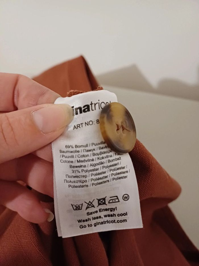 Robe boutonnée couleur rouille Gina Tricot taille S 36 - photo numéro 8