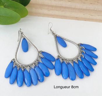 Boucles d’oreilles pendantes 🩶 Argent et Bleu 💙 parfait état