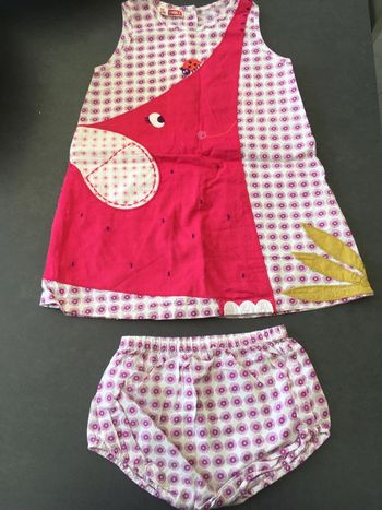 Ensemble lot robe + bloomer DPAM 18 24 mois