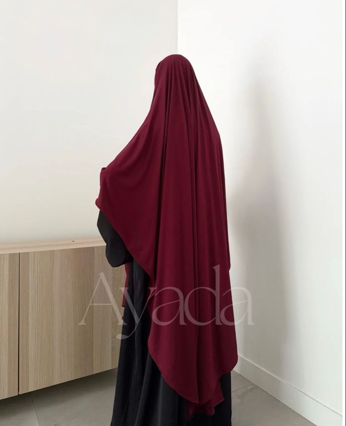 Maxi Khimar Jersey Premium Long arrondi bordeaux - photo numéro 2
