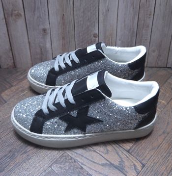 Baskets Femme Paillettes Argentées - Style Étoile Noire - Neuves Taille 37