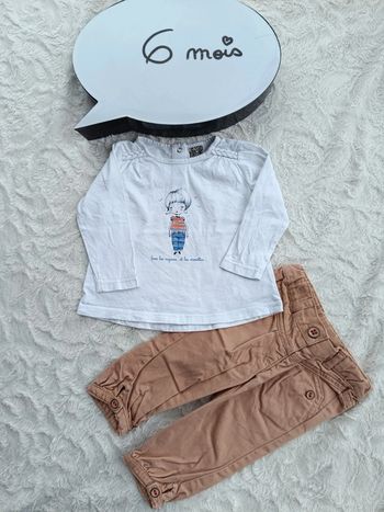 Ensemble (tee shirt manches longues+pantalon) Fille 6 mois Tao