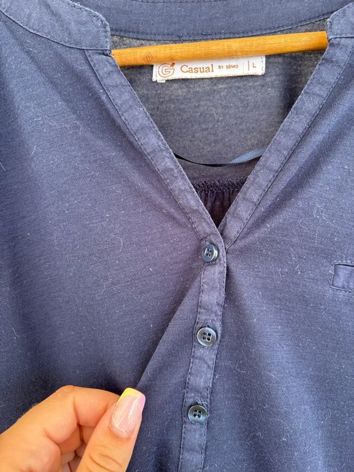 blouse manches longues bleu marine - photo numéro 3