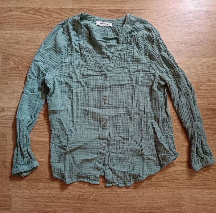 Chemise verte en gaze de coton Promod 40