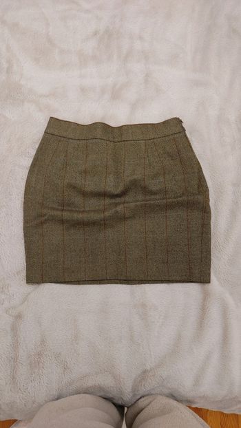 Belle jupe vintage épaisse carreaux vert brun zip invisible doublé tissu irisé