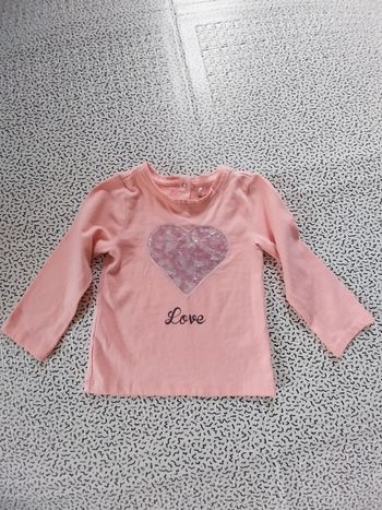 Tee-shirt Orchestra rose cœur pailleté – 23 mois (86 cm)