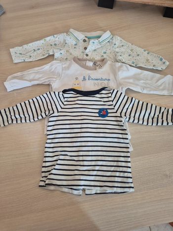 Lot de 3 t shirt manches longues 6 mois garçon