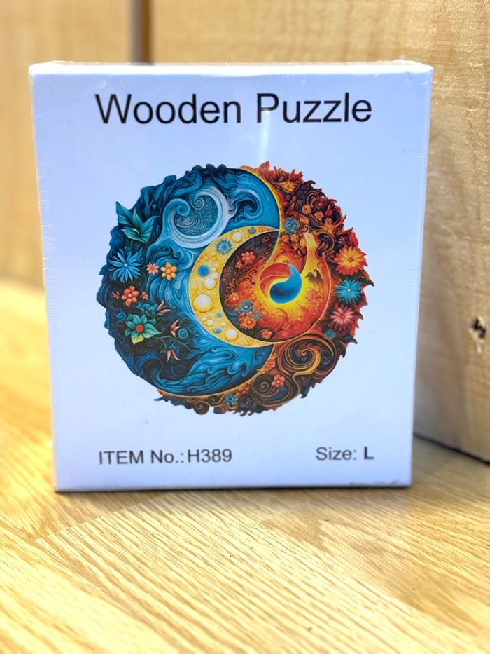 Grand puzzle 3D en bois ying yang