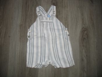  SALOPETTE COURTE BLANCHE RAYÉE GRISE BÉBÉ GARÇON "TOUT COMPTE FAIT" - 6 MOIS - n°02