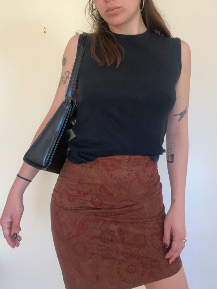 Mini jupe crayon - vintage skirt 70's/ folk inspired - photo numéro 3