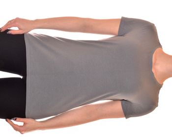 tshirt coupe basique col rond décontracté gris uni taille M