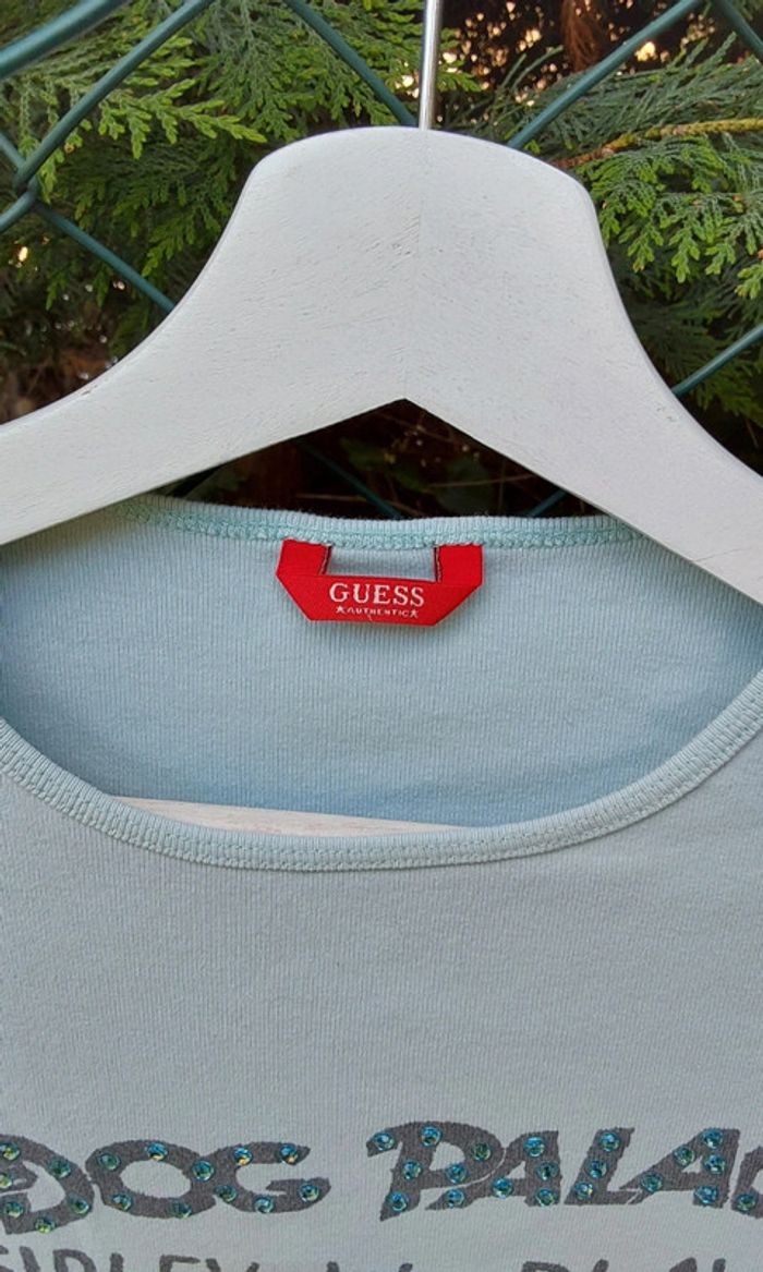 Tee shirt bleu clair avec strass Guess T 34 - photo numéro 6