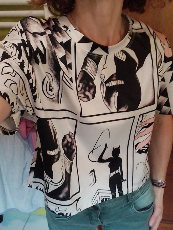 T-shirt femme croq top motif Catwoman