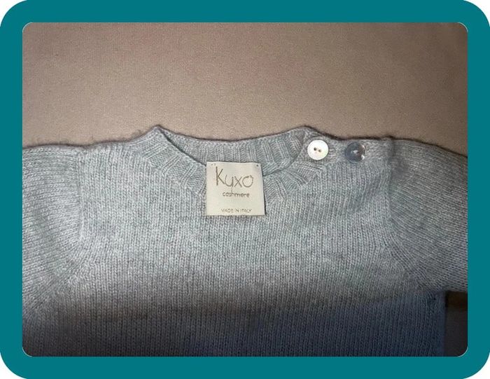 Pull camaïeu bleu gris laine et cachemire 3 mois - Kuxo - photo numéro 4