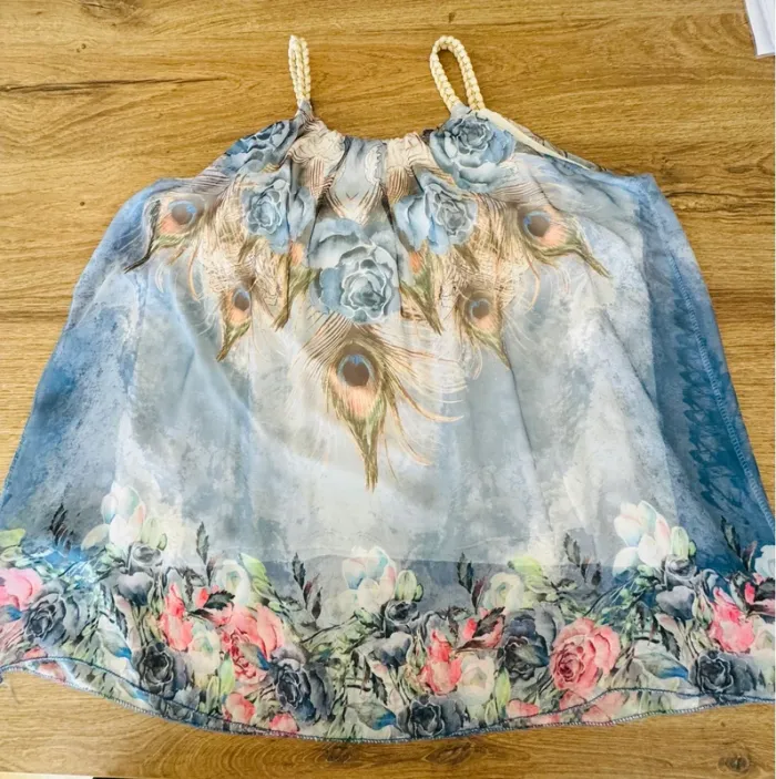 Blouse débardeur imprimé plumes de paon - photo numéro 4