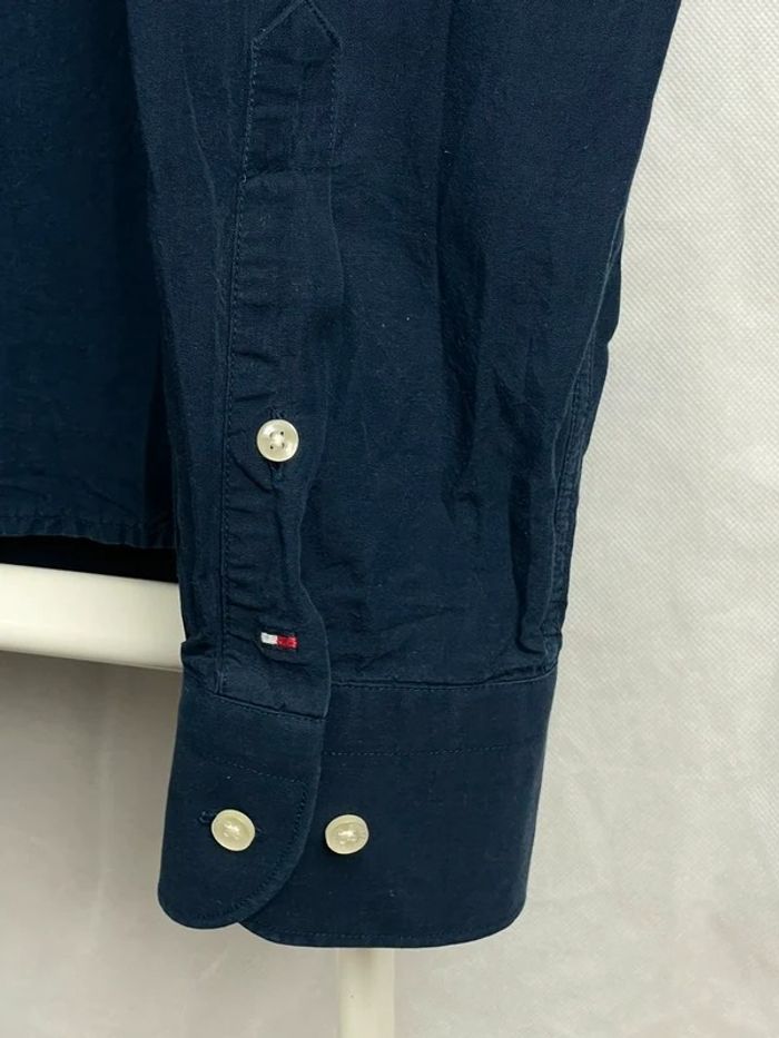 Chemise Tommy Hilfiger Blue Navy Logo Bordee Thcool 39 - photo numéro 3