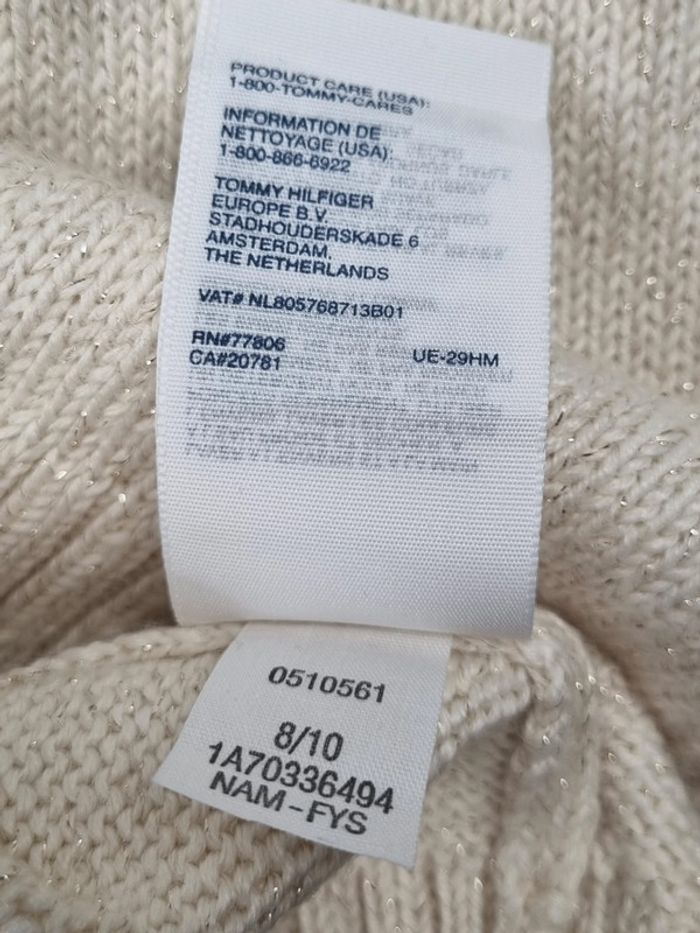 Pull torsadé Tommy Hilfiger écru – Taille M Femme (mesures en photos) - photo numéro 11