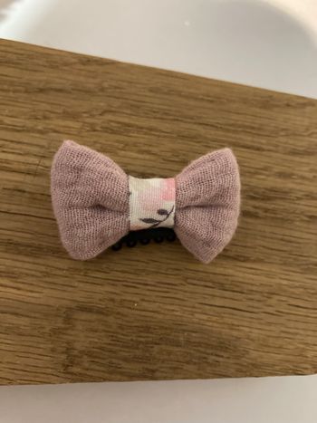 Barrette antigliss bebe noeud double gaze et liberty