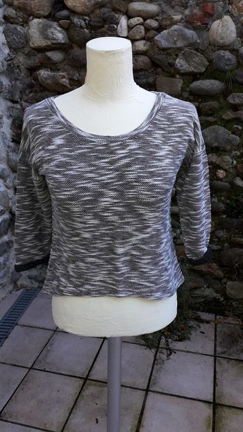 Pull-over chiné gris et noir