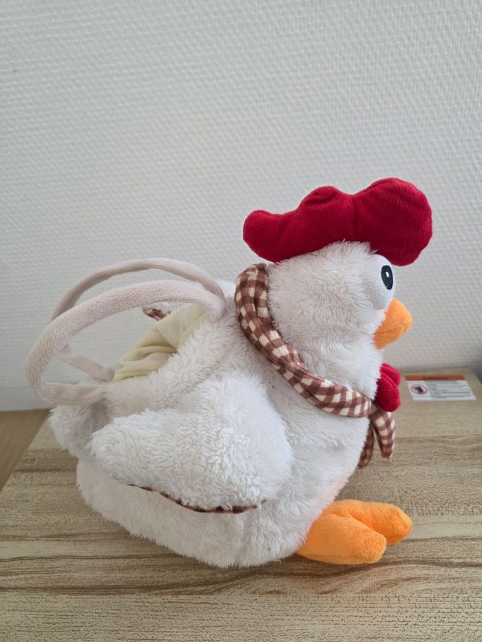 PELUCHE SAC POULE BLANCHE MARQUE FIZZY 30 CM - photo numéro 3