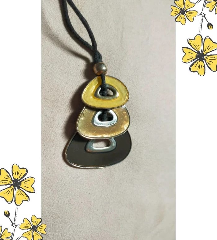 Collier pendentif géométrique vintage – Collection Sable & Ébène - photo numéro 3