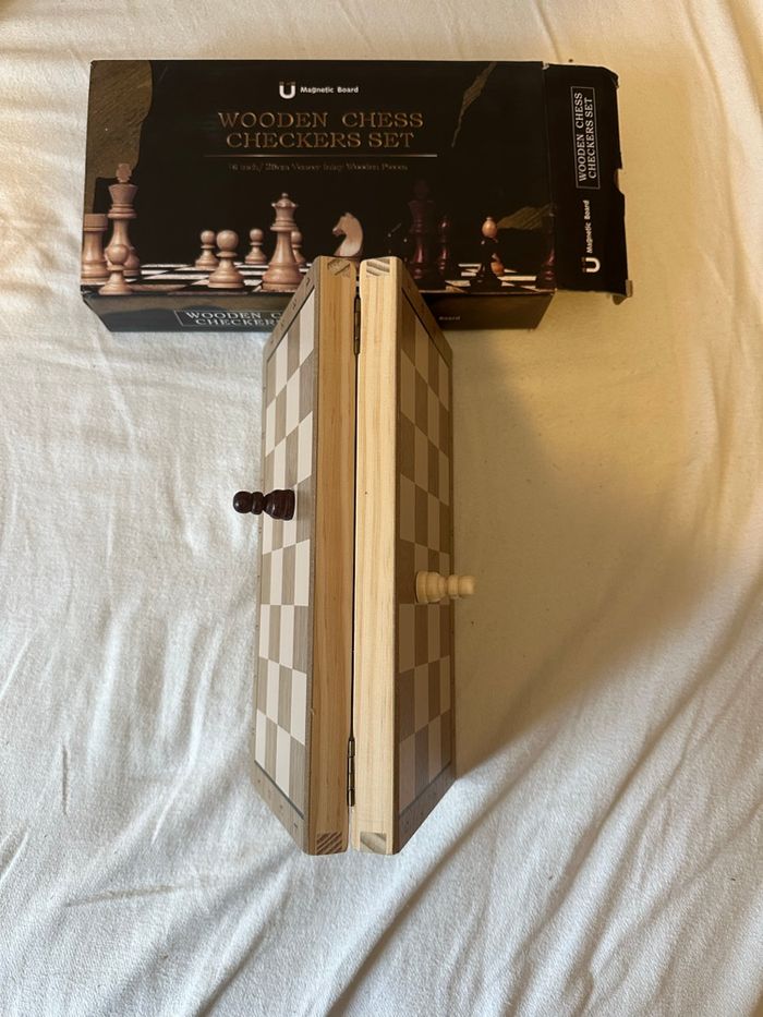 Jeu d’échecs magnétique en bois – Plateau pliable 29 cm - photo numéro 2