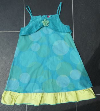 Jolie robe bleue, jaune et argentée fille 6 ans (116 cm)Orchestra