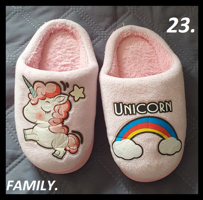 Chausson hiver, motifs, licorne, rose P: 23
