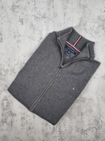 Veste zippée Tommy Hilfiger gris foncé – Taille XL Hommes (mesures en photos)