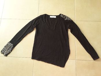 Petit pull noir asymétrique femme XS ZARA TBE