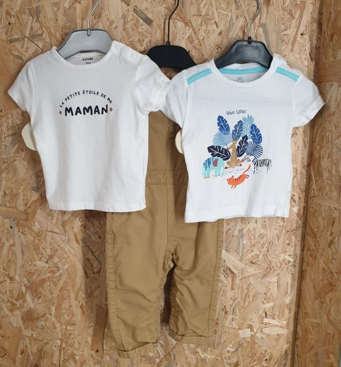 Lot 3 pièces salopette et 2 tee-shirts 9 mois
