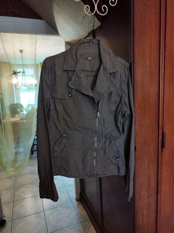 Veste blazer rayures marron vintage y2k M/38