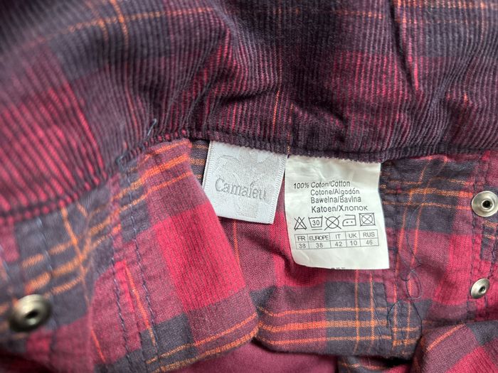 Jupe bordeaux à carreaux Camaïeu - Taille 38 - photo numéro 4
