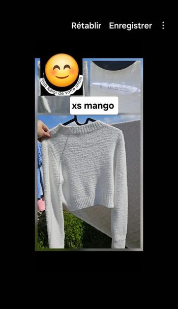 Pull manche longue blanc cassé mango xs fille femme