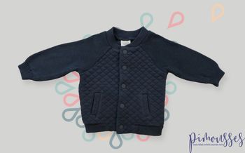 Veste sweat teddy tricot molleton marine Tape À L'oeil 6 mois garçon