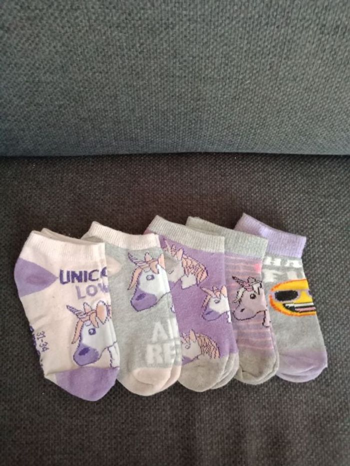 Lot de 5 chaussettes courtes emoji unicorn