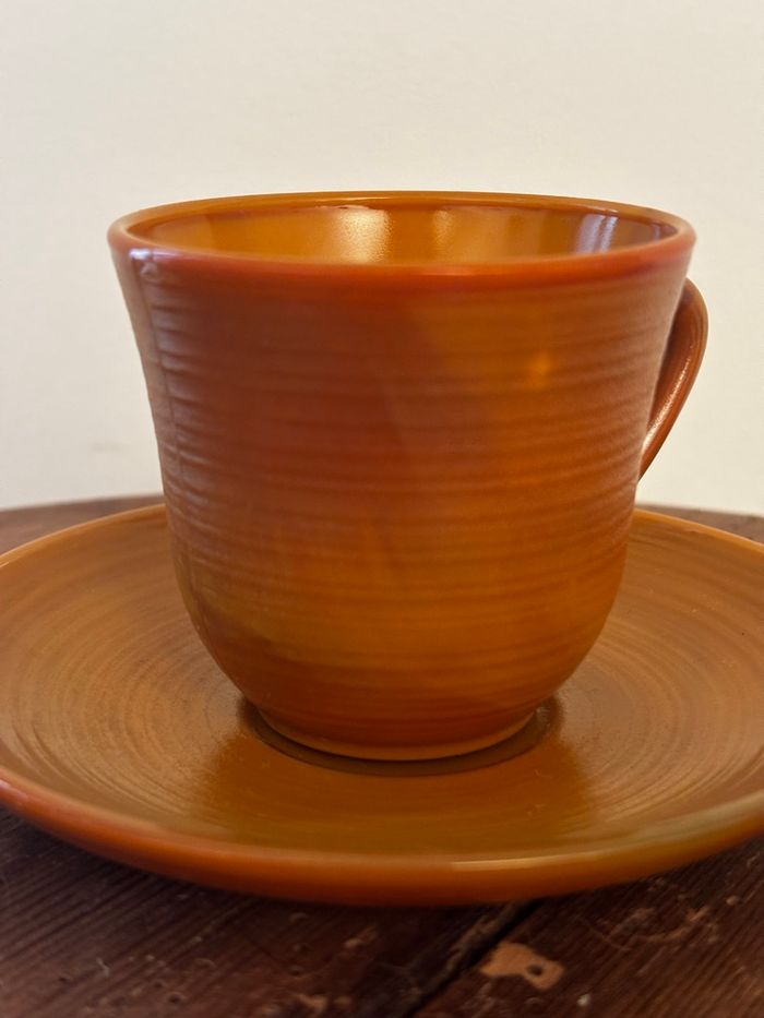 Vintage lot de 4 tasses et soucoupes Arcopal volcan - photo numéro 2