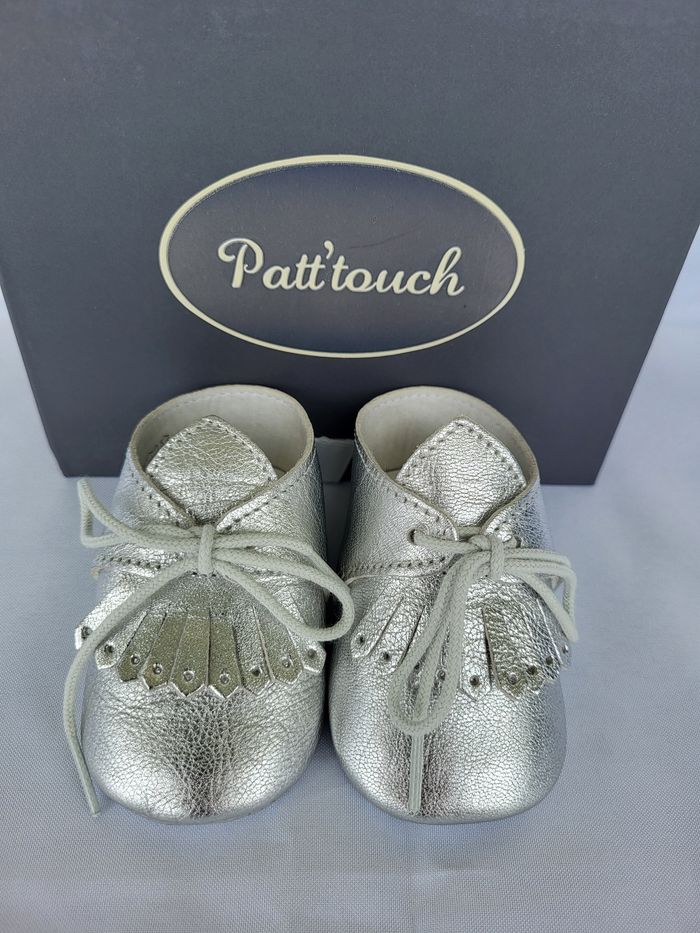 Chaussures bébés en cuir argent Point 16 Made in France 🇨🇵