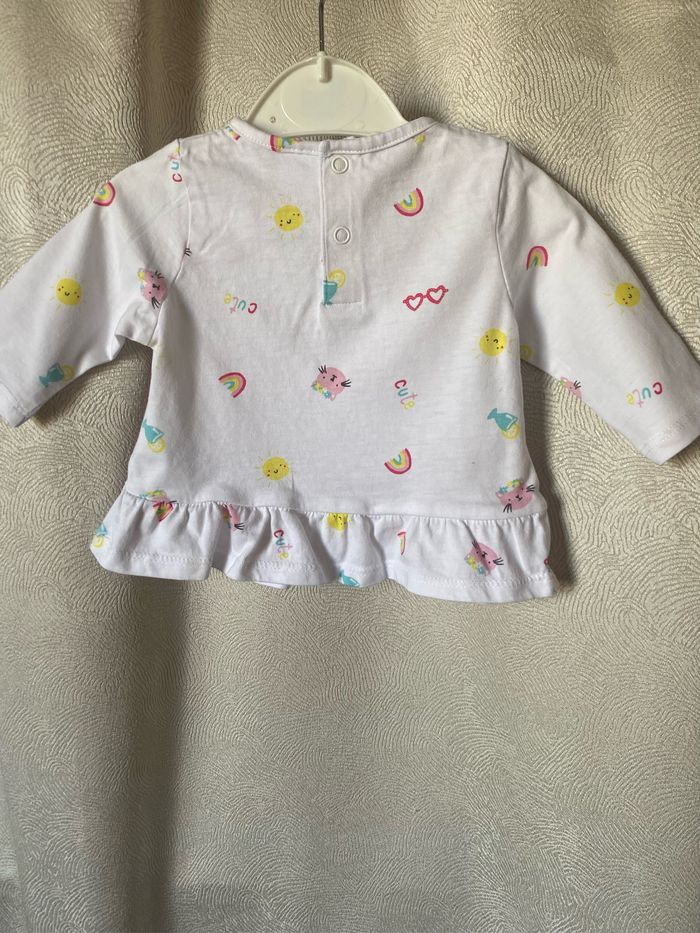 T-shirt tunique blanc imprimé 3 mois Tex - photo numéro 2