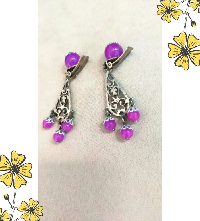 Boucles d’oreilles à clip perlées – Collection Reflets de Lavande - photo numéro 6