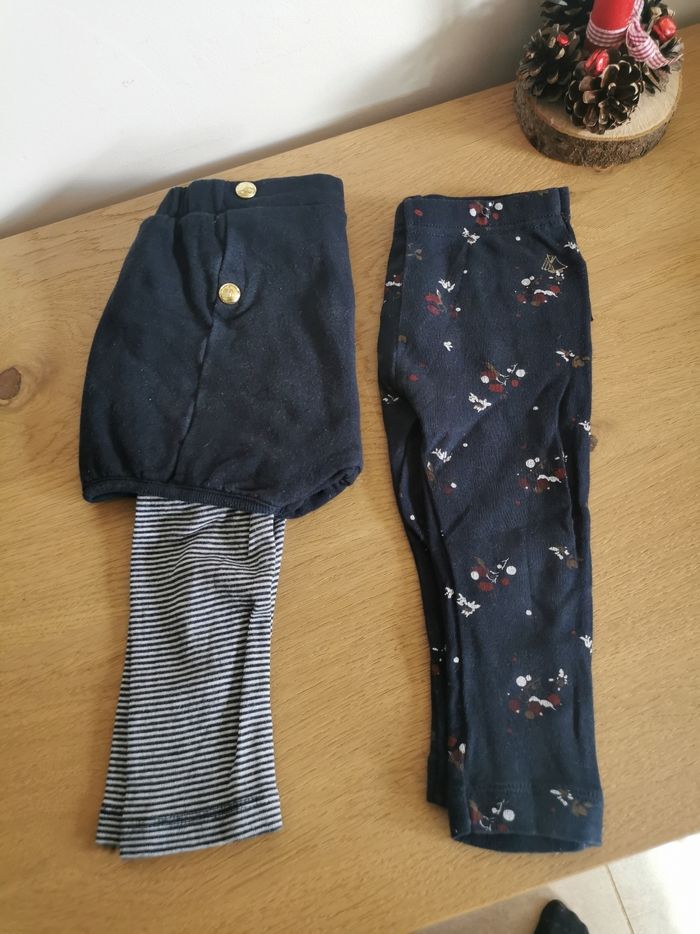 Lot de deux pantalon bébé fille 12mois petit bateau Tbe