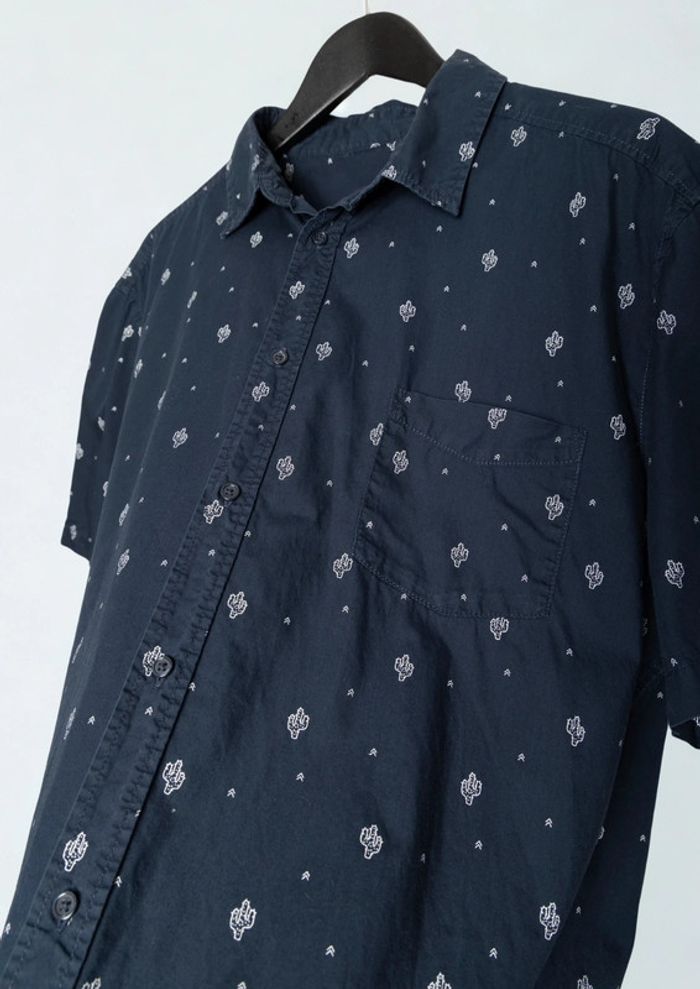 Chemise bleu marine motif cactus 100% coton • Cactus patterned navy shirt Size XXL - photo numéro 5