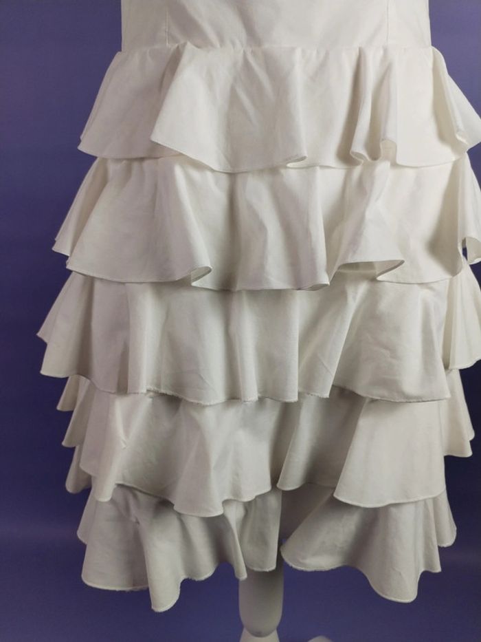 Robe blanche cocktail a volants taille 40 - photo numéro 3