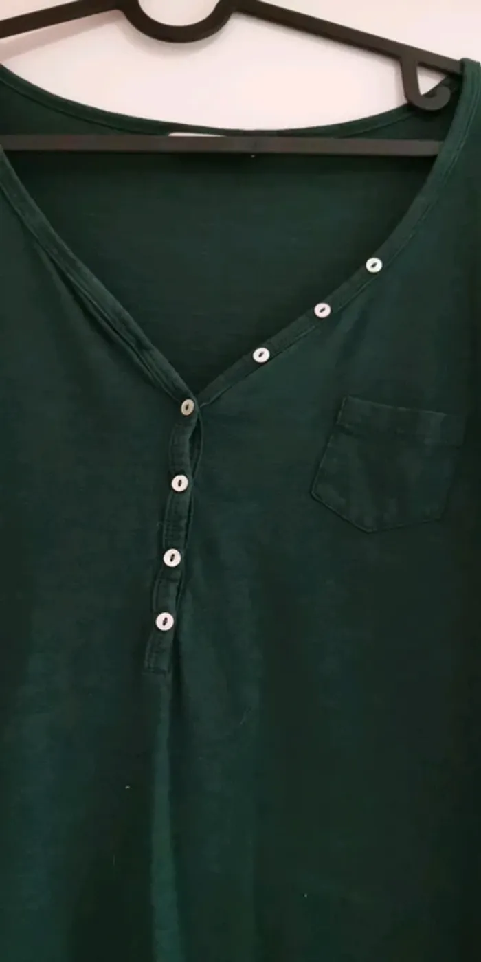Tee-shirt manches longues femme vert Taille 1 Camaïeu - photo numéro 2